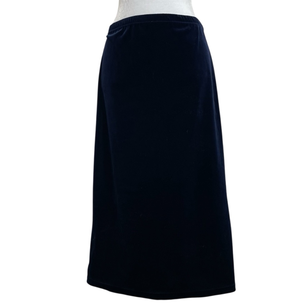 SWAT Vintage 90s Blue Crushed Velvet A-Line Midi Skirt